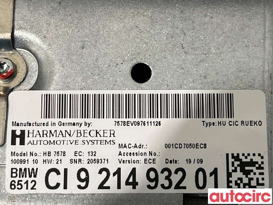 Bilstereo til BMW 3-Serie 2005-2011 (E90/E91/E92/E93) (E90/E91/E92/E93) (BMW|65129283428|65129199905)