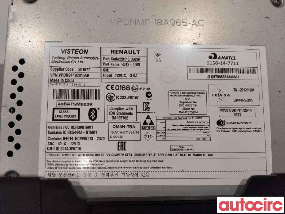 Bilstereo til Renault Kangoo 2008-2021 (Type II)  (RENAULT|280211936R)