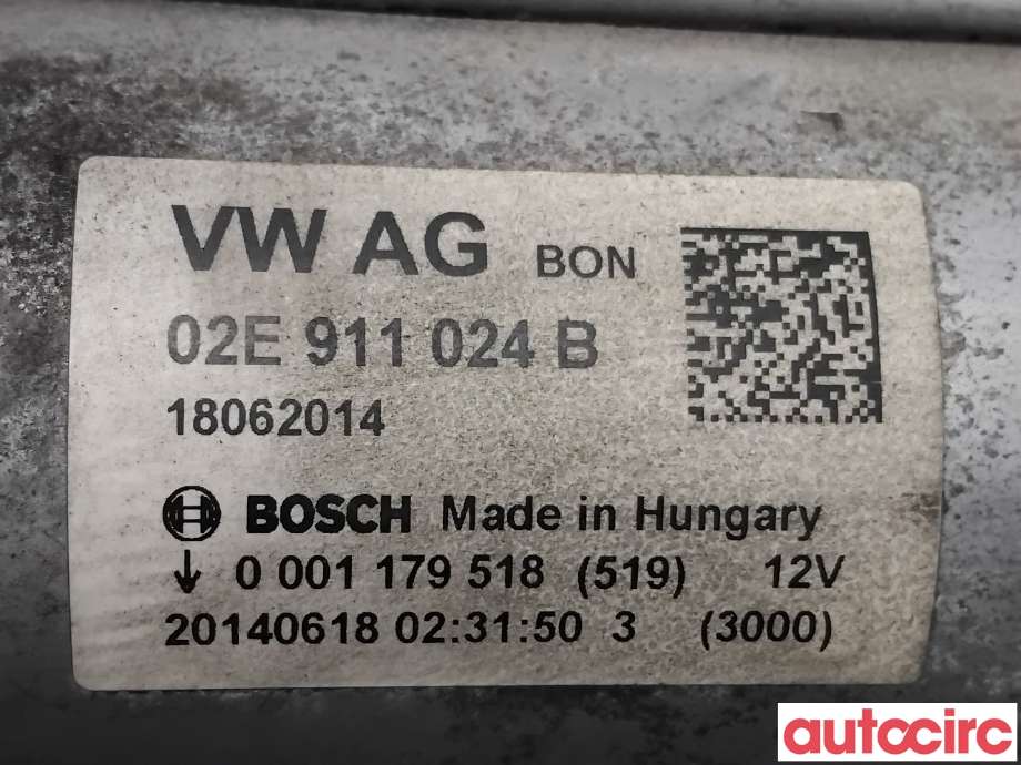 Starter til Škoda Octavia 2013-2016 (Type III, Fase 1) (SKODA|02E911024BX|0001179518|02E911022HX)