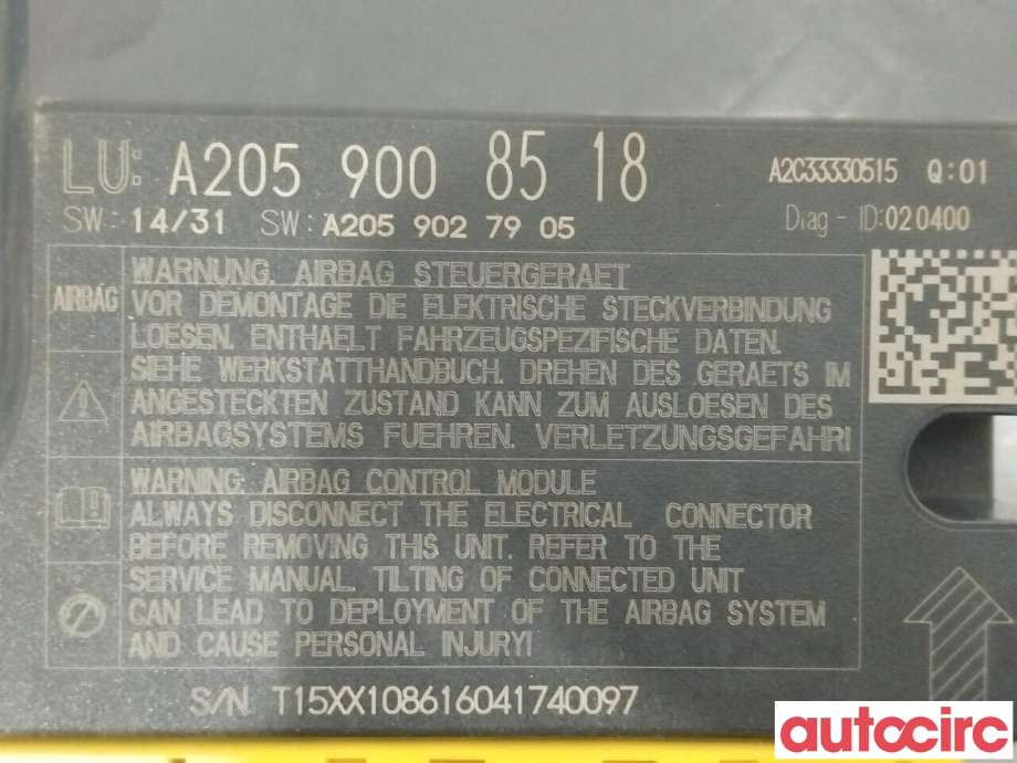 Airbag elektronikk til Mercedes GLC 2015-2022 (X253) (X253) (MERCEDES|A2059008518)