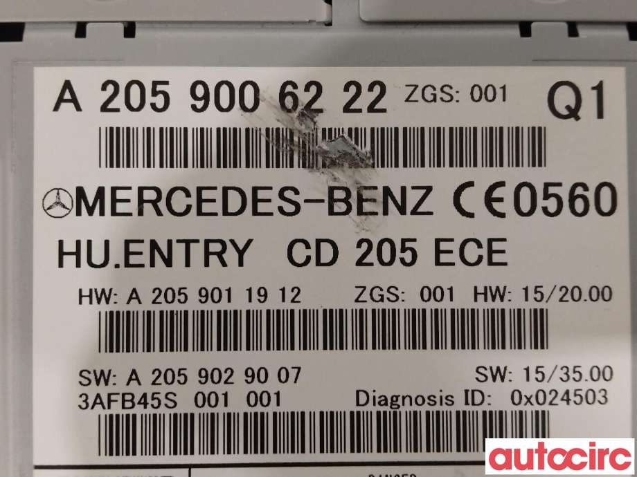 Bilstereo til Mercedes GLC 2015-2022 (X253) (X253) (MERCEDES|A2059006222)