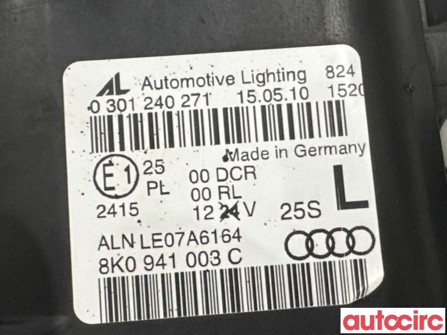 Frontlykt venstre xenon til Audi A4 2007-2014 (Type IV) (B8) (B8) (AUDI|8K0941029AJ||8K0941003C)