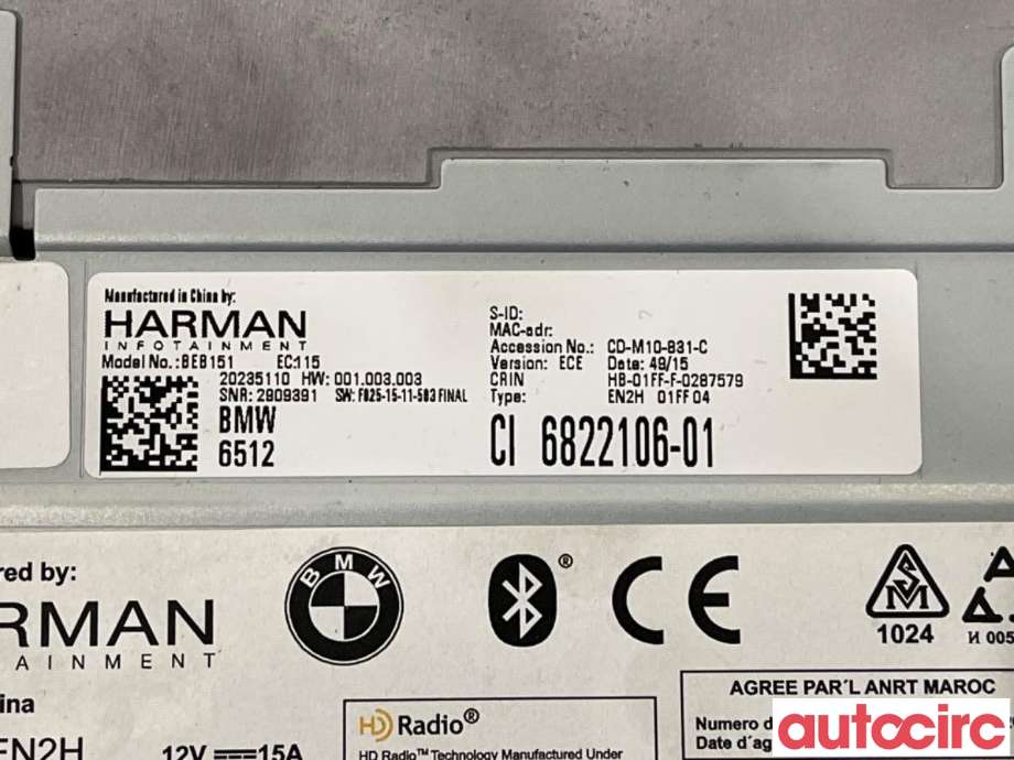 Bilstereo til BMW X3 2010-2017 (F25) (F25) (BMW|65129874338||65126822106)