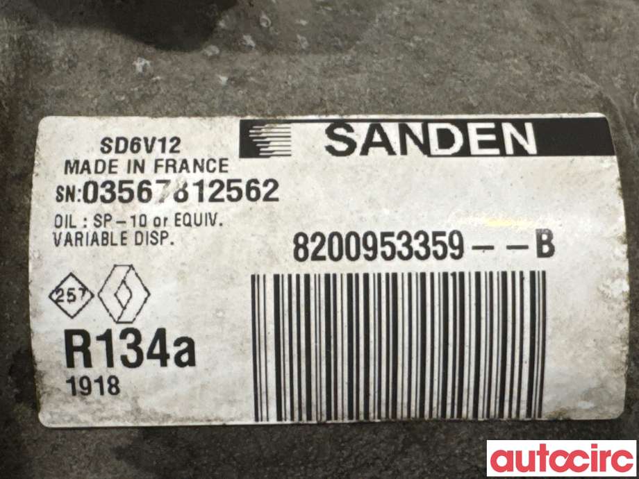 Aircondition kompressor til Renault Kangoo 2008-2021 (Type II) (RENAULT|8200953359|SD6V12)