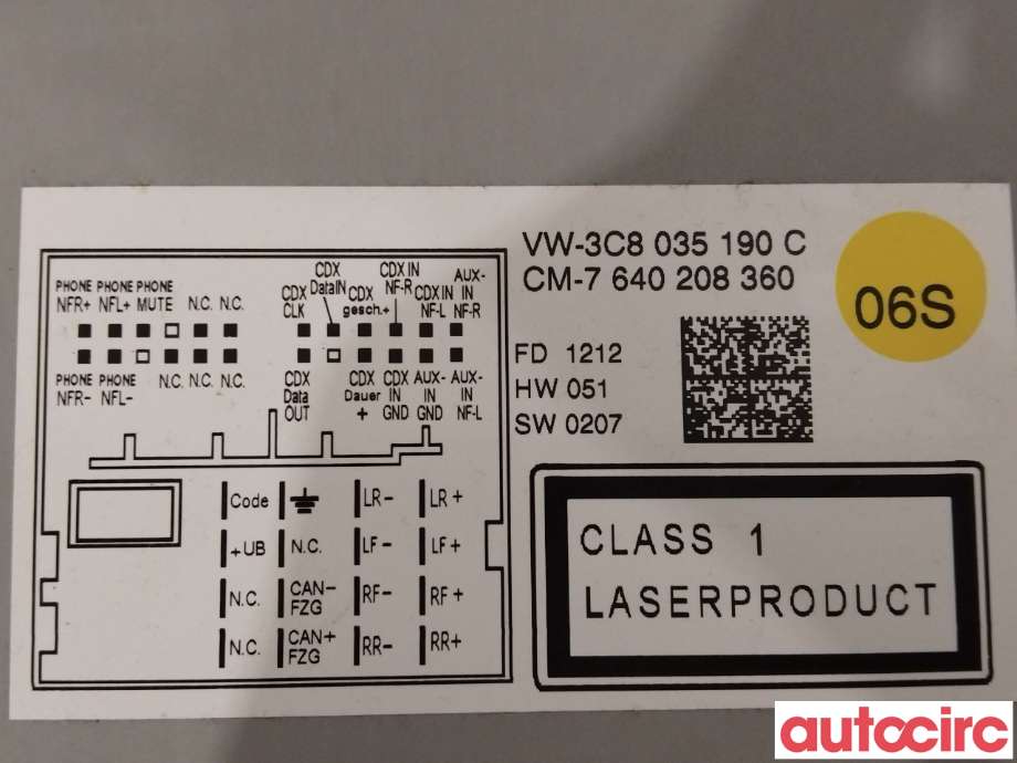Multimedia display (MCU - Media Controller Unit) til VW Tiguan 2011-2016 (Type I, Fase 2) (VOLKSWAGEN|3C8057190C|3C8035190C)