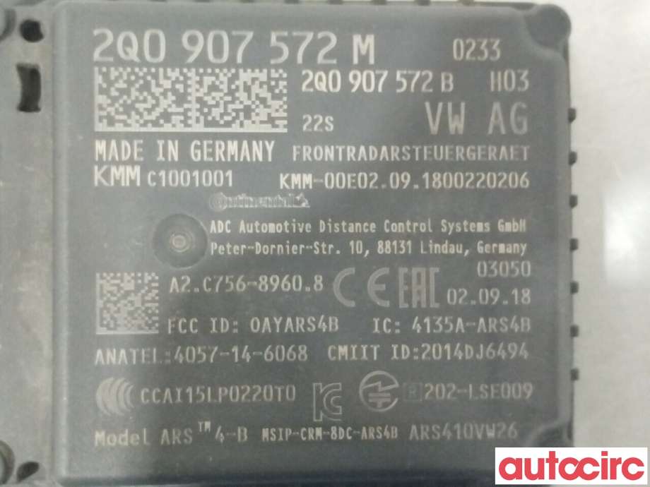Sensor radar til VW T-Roc 2017-->> (VOLKSWAGEN|2Q0907572M)
