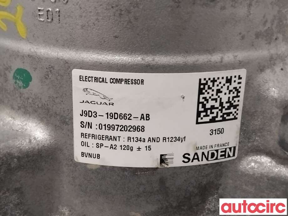 Aircondition kompressor til Jaguar I-PACE 2018-->>  (JAGUAR|T4K2171|J9D3-19D662-AB|J9D1265)