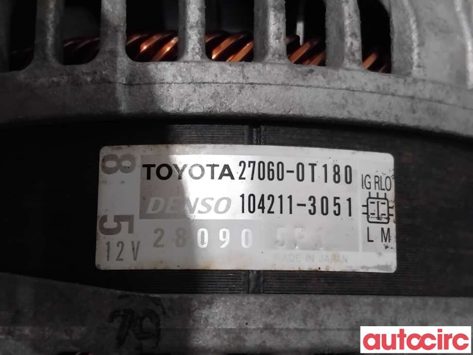 Dynamo til Toyota Avensis 2009-2015 (Type III, Fase 1)  (TOYOTA|270600T180|104211-3051|27060-0T180)
