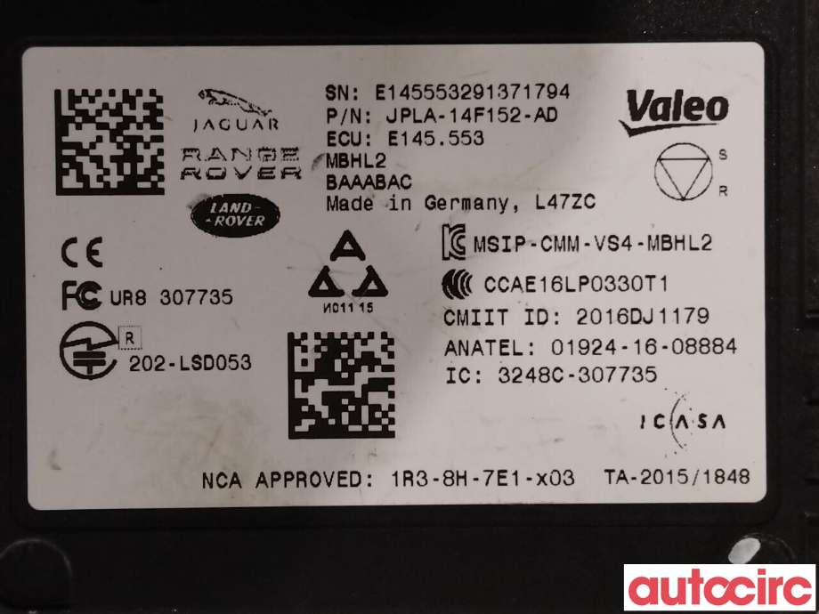 Sensor radar til Jaguar I-PACE 2018-->> (JAGUAR|T4A23073|JPLA-14F152-AD)