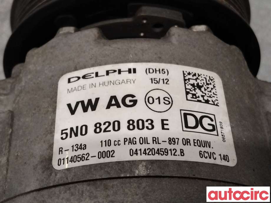 Aircondition kompressor til VW Tiguan 2011-2016 (Type I, Fase 2)  (VOLKSWAGEN|5K0820803X|6CVC140|1K0820808F)