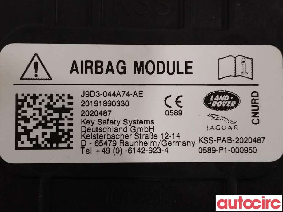 Airbag passasjer til Jaguar I-PACE 2018-->> (JAGUAR|T4K11935|J9D3-044A74-AE)