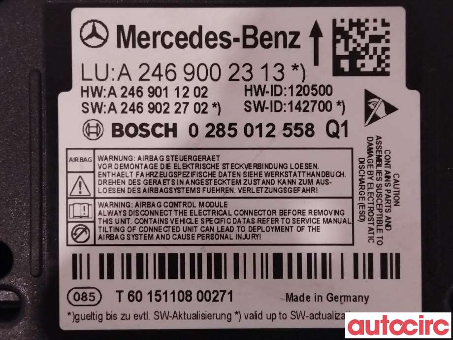 Airbag elektronikk til Mercedes B-Klasse 2011-2018 (W246) (W246) (MERCEDES|A2469002313)