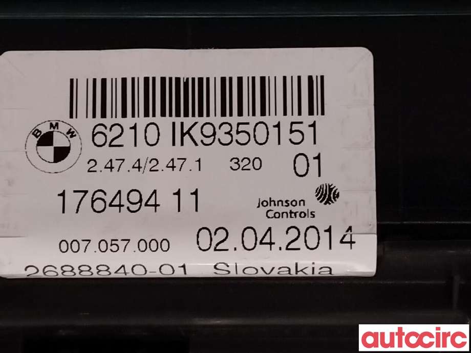 Instrumentpanel til BMW 3-Serie 2012-2018 (F30/F31/F34) (F30/F31/F34) (BMW|62108794246|6210IK9350151)
