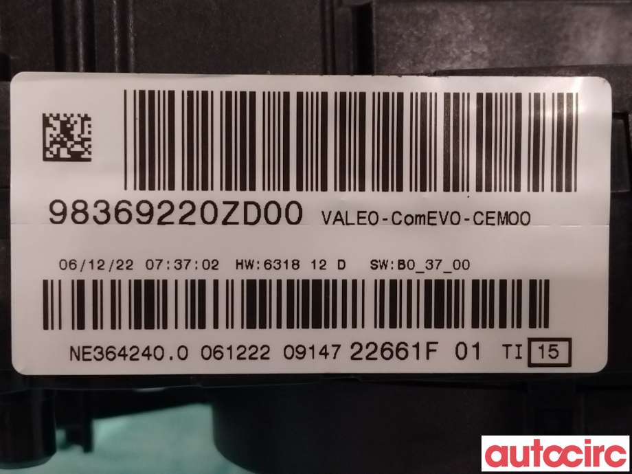 Bryter combi til Peugeot 208 2019-->> (Type II)  (PEUGEOT|98369220ZD)