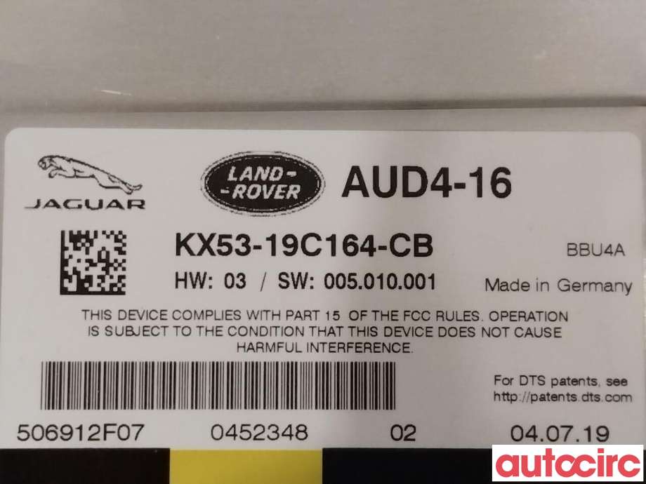 Bilstereo forsterker til Jaguar I-PACE 2018-->>  (JAGUAR|KX5319C164CB)