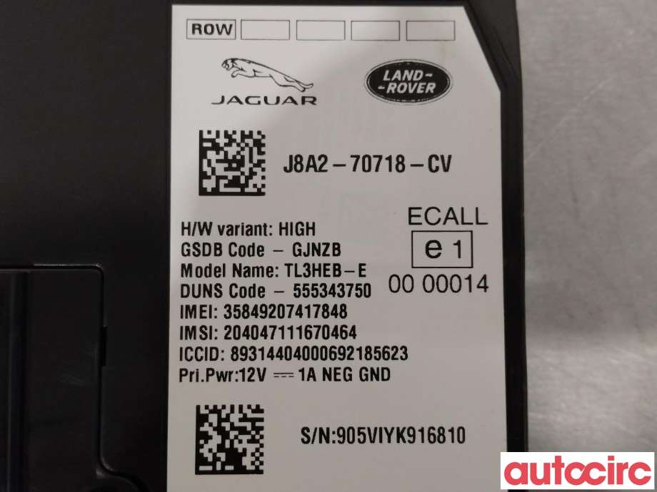 Styreenhet diverse til Jaguar I-PACE 2018-->>  (JAGUAR|J8A270718CV)
