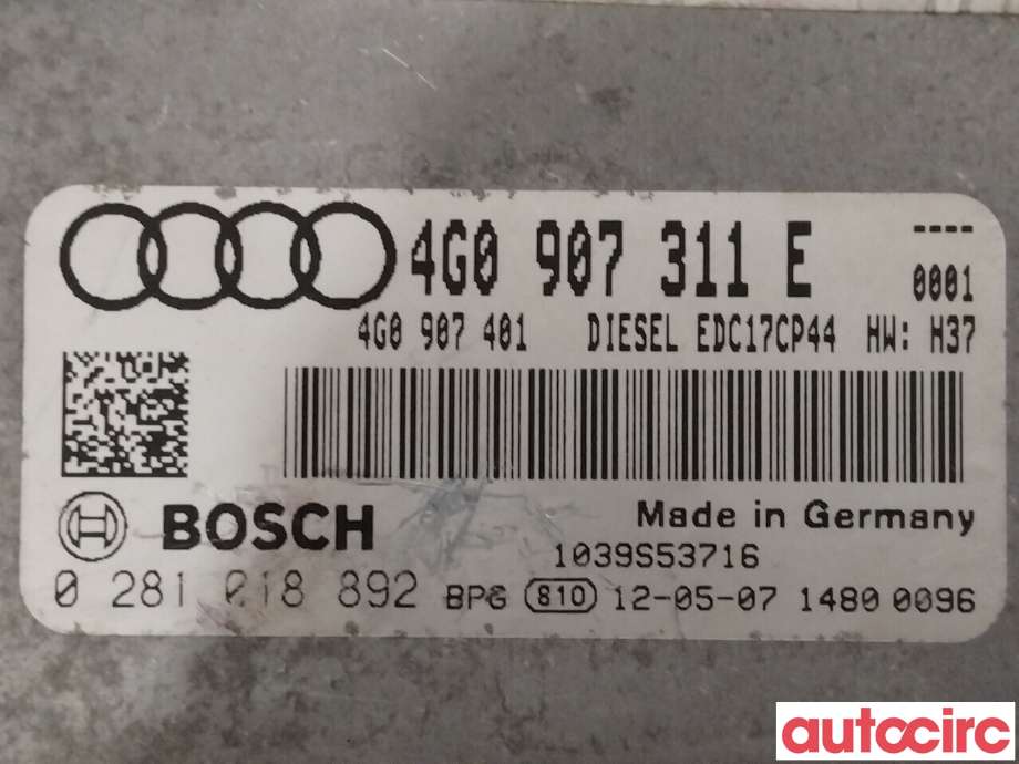 Styreenhet motor til Audi A6 2011-2014 (Type IV, Fase 1) (C7) (C7) (AUDI|4G0907311E)