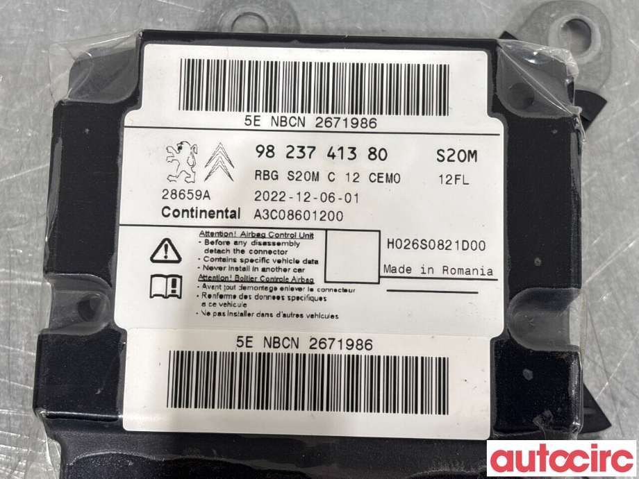 Airbag elektronikk til Peugeot 208 2019-->> (Type II)  (PEUGEOT|1668221380|9823741380)