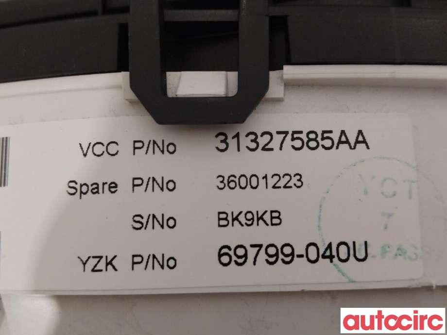 Instrumentpanel til Volvo V60 2010-2013 (Type I, Fase 1)  (VOLVO|36001888|31327585AA)