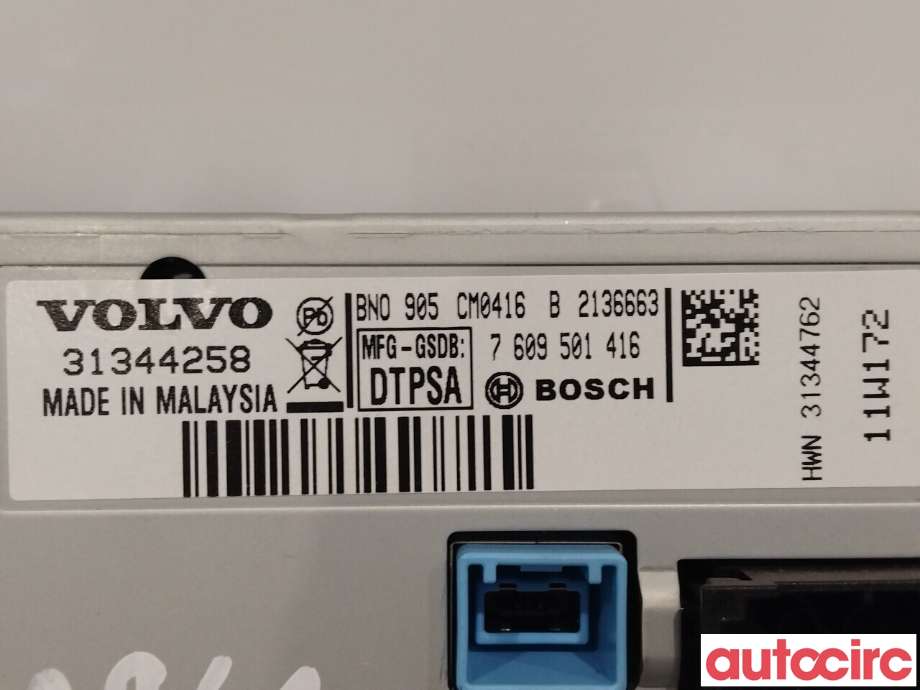 Multimedia display (MCU - Media Controller Unit) til Volvo V60 2010-2013 (Type I, Fase 1) (VOLVO|36001980|31344258)