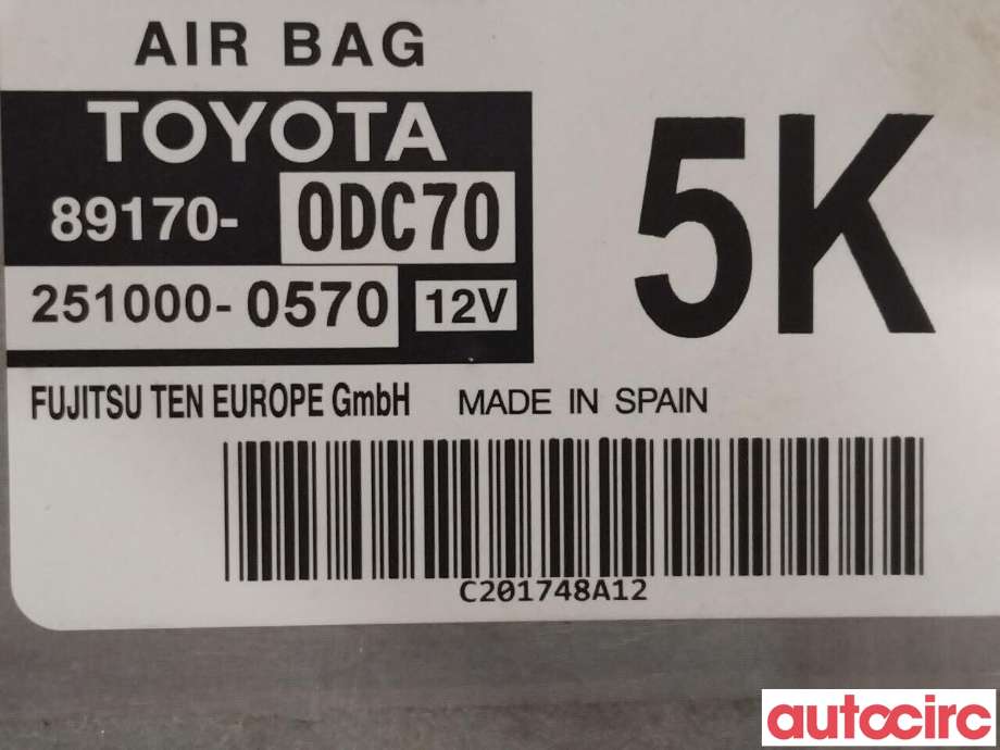 Airbag elektronikk til Toyota Yaris 2014-2020 (Type III, Fase 2)  (TOYOTA|891700DC70)