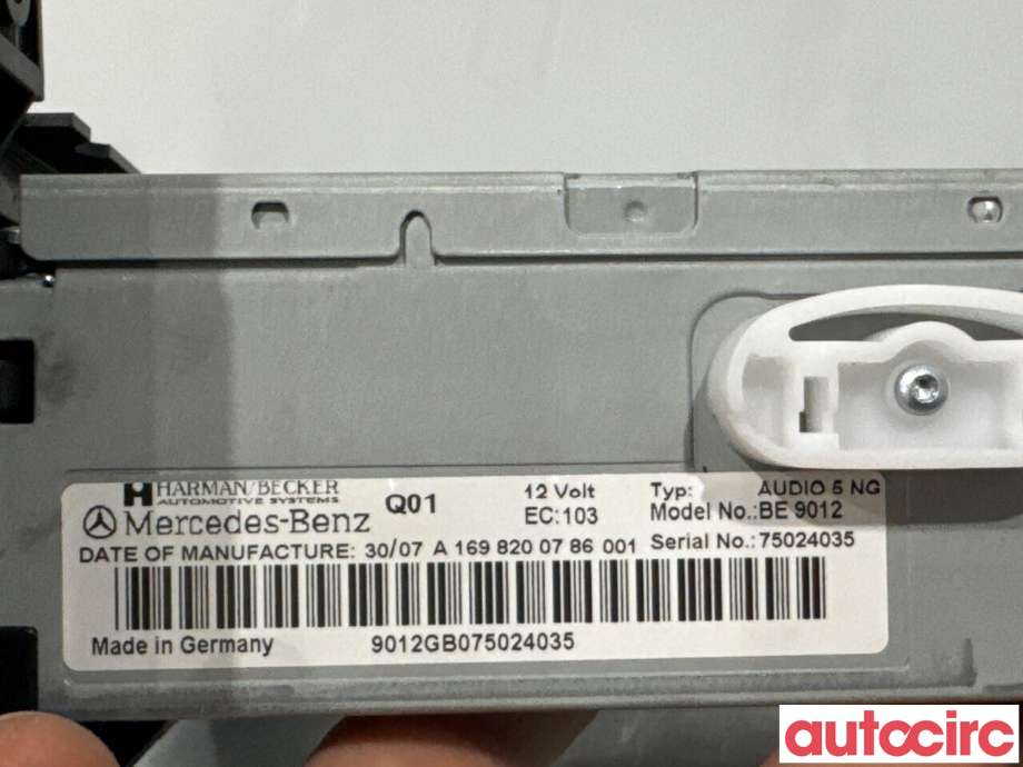 Bilstereo til Mercedes A-Klasse 2005-2012 (W169) (W169) (MERCEDES|A1698200886|BE9012|A1698200786)