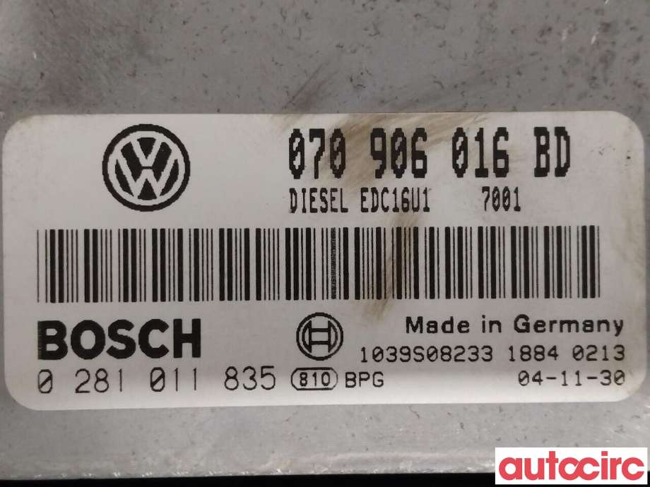 Styreenhet motor til VW Transporter / Caravelle 2003-2009 (Fase 1) (T5) (T5) (VOLKSWAGEN|070906016BD|0281011835)