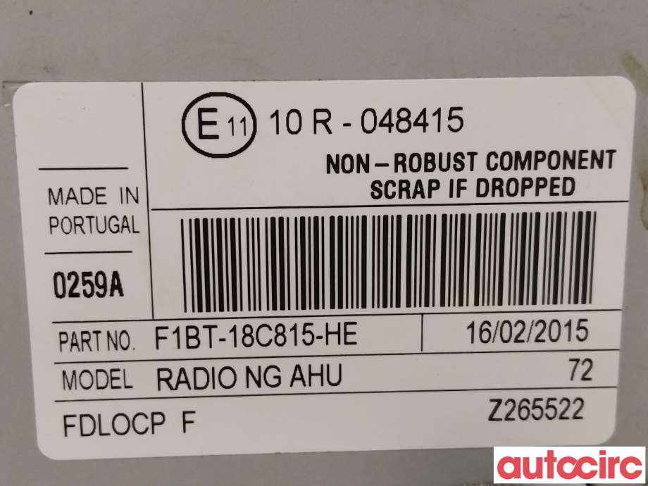 Bilstereo til Ford Transit Connect 2013-2018 Type II, Fase 1 (FORD|2335493||F1BT-18C815-HE)