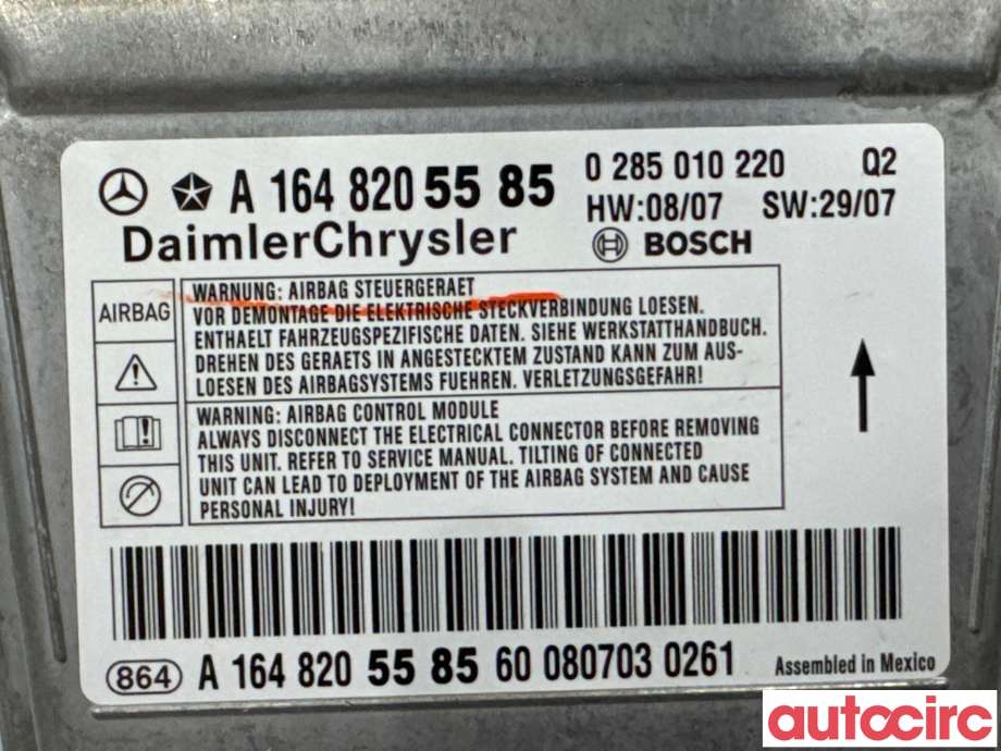 Airbag elektronikk til Mercedes ML 2005-2011 (W164) (W164) (MERCEDES|A1648205785|0285010220|A1648205585)
