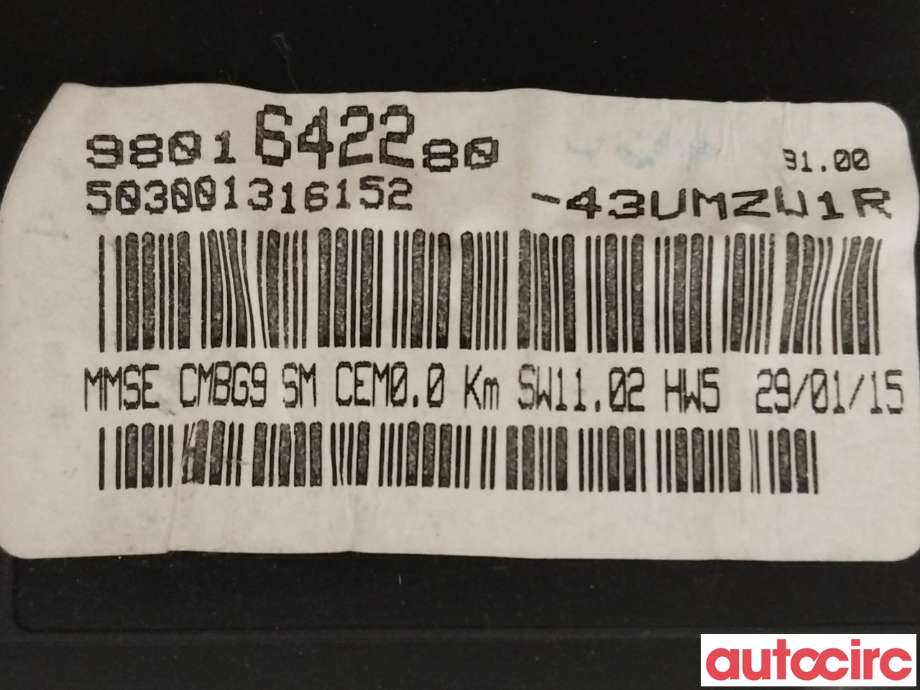 Instrumentpanel til Citroën Berlingo 2015-2019 (Type II, Fase 2) (CITROEN|9801642280)