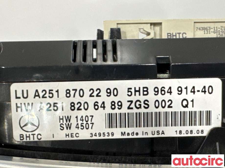 Varmeapparat betjening til Mercedes ML 2005-2011 (W164) (W164) (MERCEDES|A2519000001||A2518702290)