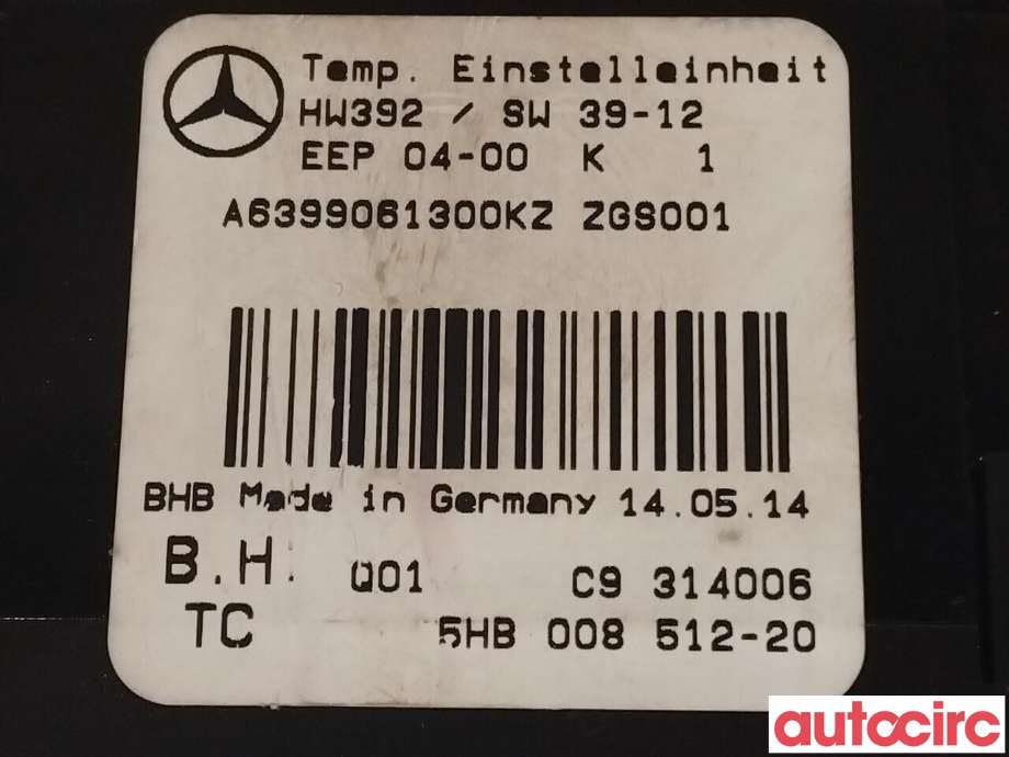 Varmeapparat betjening til Mercedes Vito/Viano 2010-2014 (Fase 2) (W639) (W639) (MERCEDES|A6399060000|A6399061300KZ)