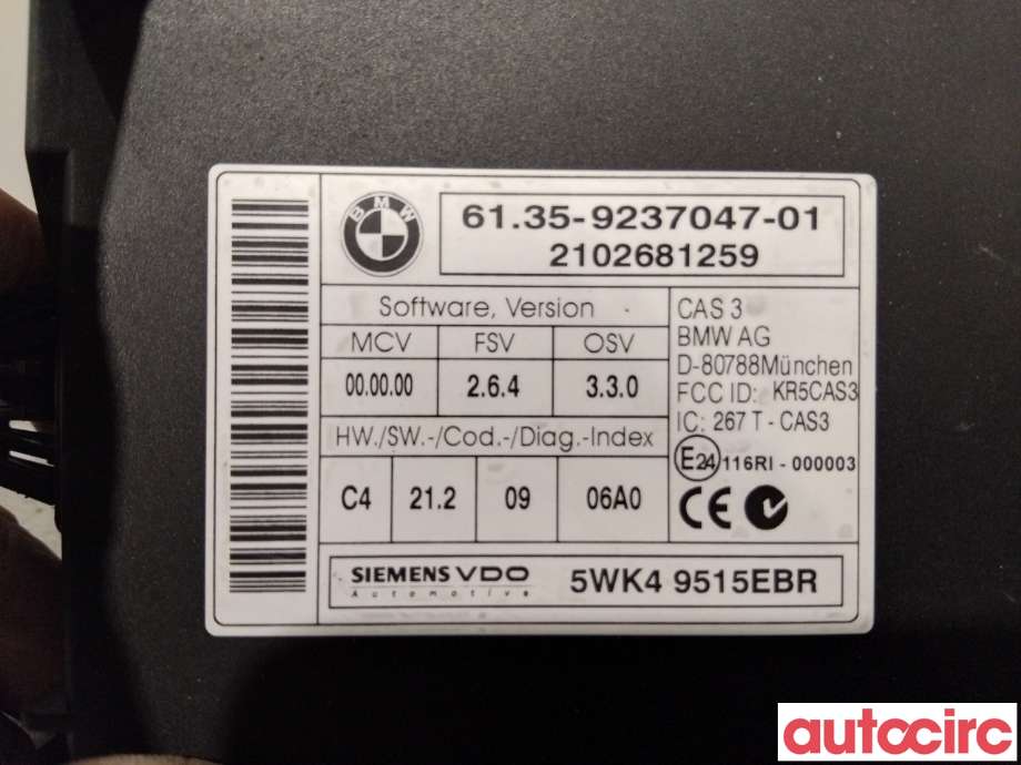 Styreenhet diverse til BMW 3-Serie 2005-2011 (E90/E91/E92/E93) (E90/E91/E92/E93) (BMW|61359395657|5WK49515EBR|6135-9237047)