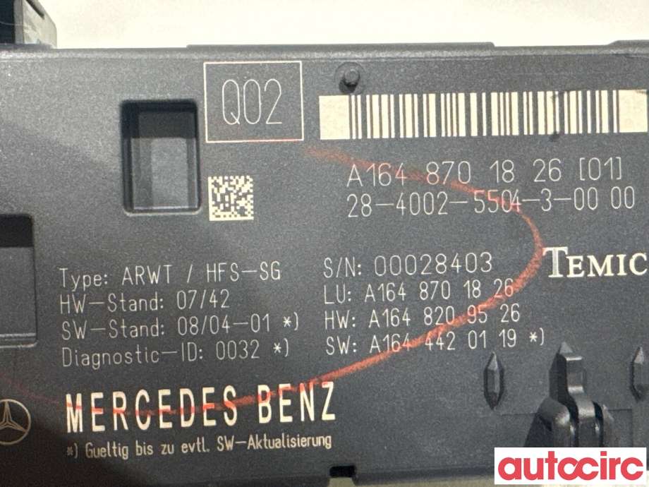 Styreenhet elektrisk bakluke til Mercedes ML 2005-2011 (W164) (W164) (MERCEDES|A1648702726|ARWT|A1648701826)