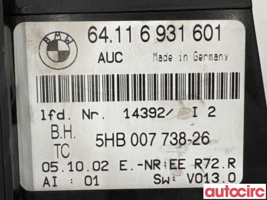 Varmeapparat betjening til BMW 3-Serie 1998-2005 (E46) (E46) (BMW|64116956319|5HB007738-26|64116931601)