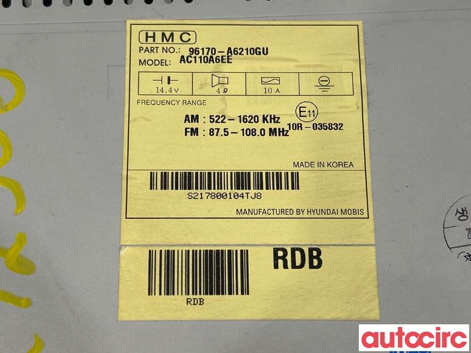 Bilstereo til Hyundai i30 2012-2017 (Type II)  (HYUNDAI|96170A6210GU|96170-A6210GU)