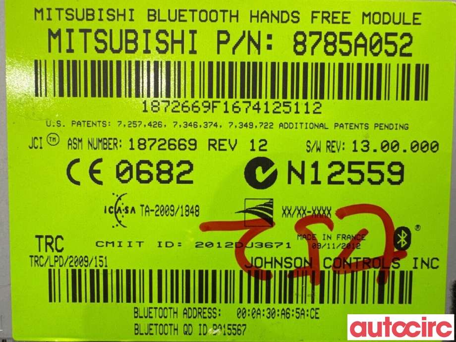 Styreenhet bluetooth til Mitsubishi ASX 2010-2019  (MITSUBISHI|8785A052|)