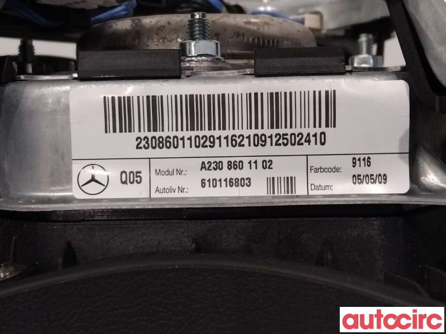 Airbag rattpute til Mercedes SLK 2005-2011 (R171) (R171) (MERCEDES|A2308601102|610116803|A23086011029116)