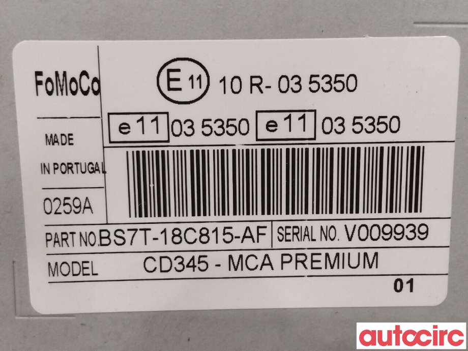 Bilstereo til Ford Mondeo 2011-2014 (Type IV, Fase 2)  (FORD|1799792|BS7T-18C815-AH)