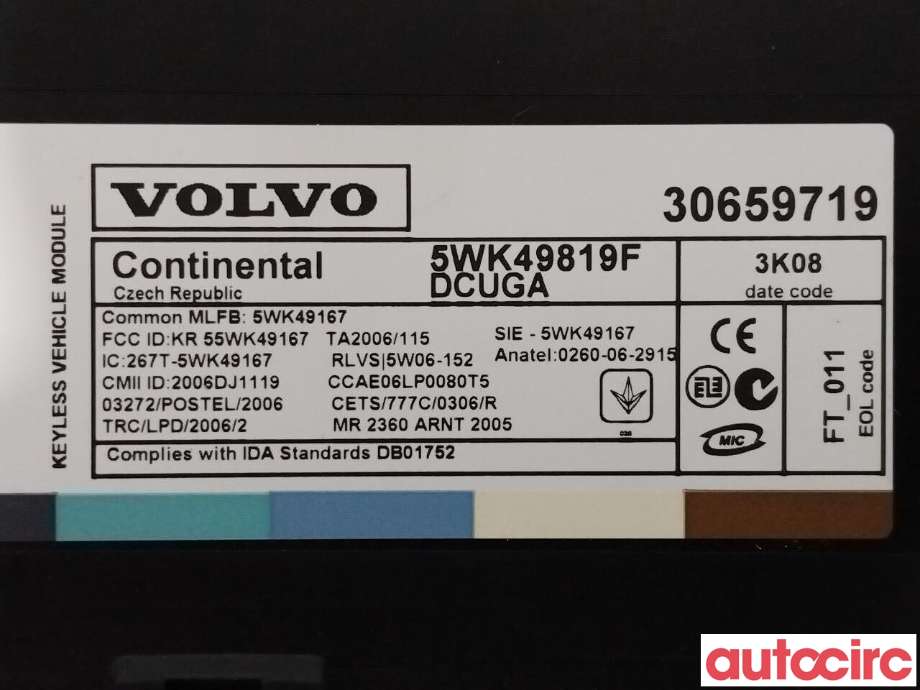Styreenhet nøkkelfri/keyless til Volvo XC70 2014-2016 (Type II, Fase 2)  (VOLVO|30659958|30659719)