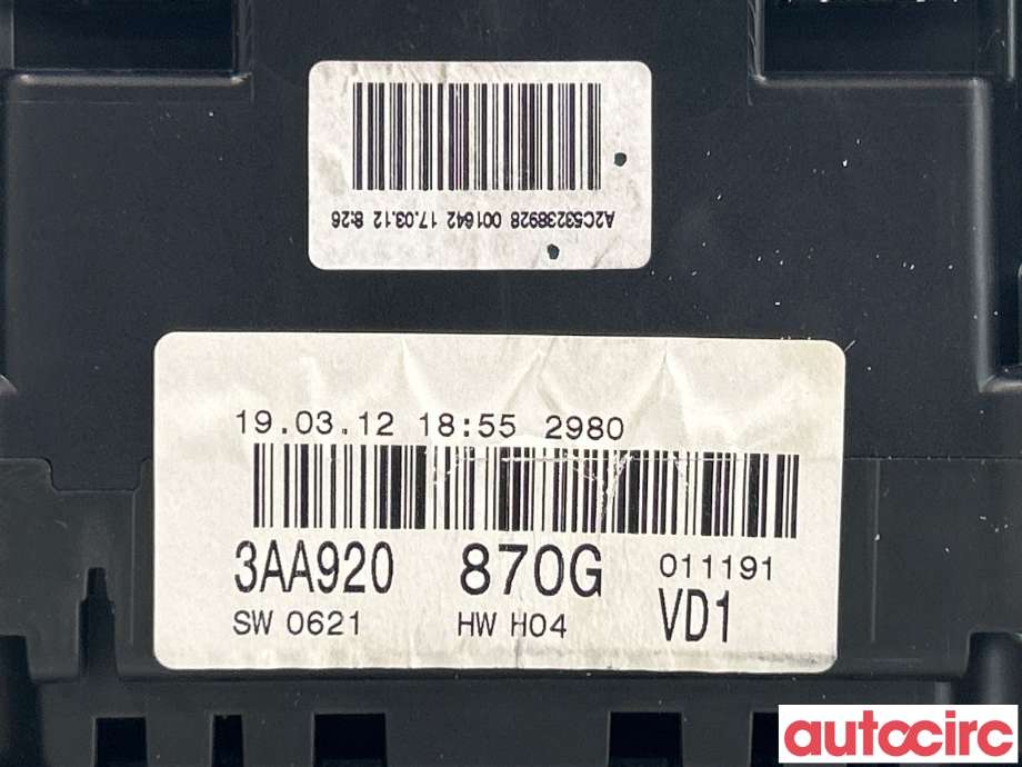 Instrumentpanel til VW Passat 2011-2015 (B7) (B7) (VOLKSWAGEN|3AA920870GX||3AA920870G)