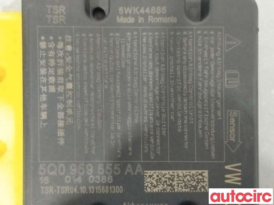 Airbag elektronikk til VW Golf VII 2012-2017 (Fase 1) (VOLKSWAGEN|5Q0959655AA)