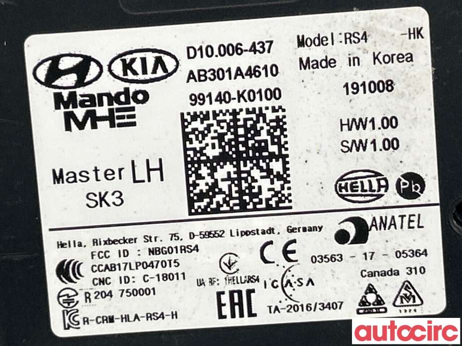 Sensor radar til Kia e-Soul 2019-->> (Type III)  (KIA|99140K0100)