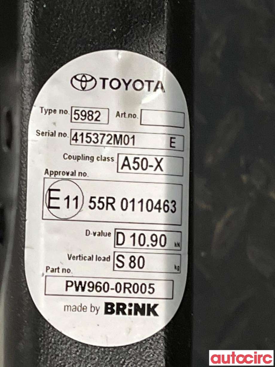 Hengerfeste til Toyota RAV4 2016-2019 (Type IV, Fase 2) (TOYOTA|NO NR|5982|PW960-0R000)