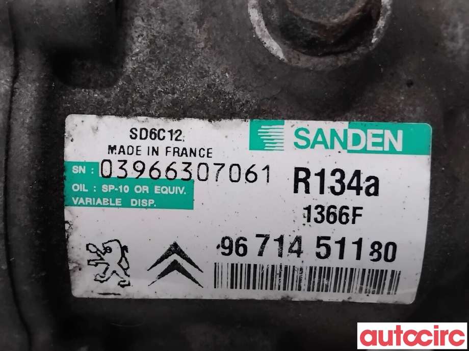 Aircondition kompressor til Peugeot RCZ 2010-2015  (PEUGEOT|6453ZF|SD6C121366|9671451180)
