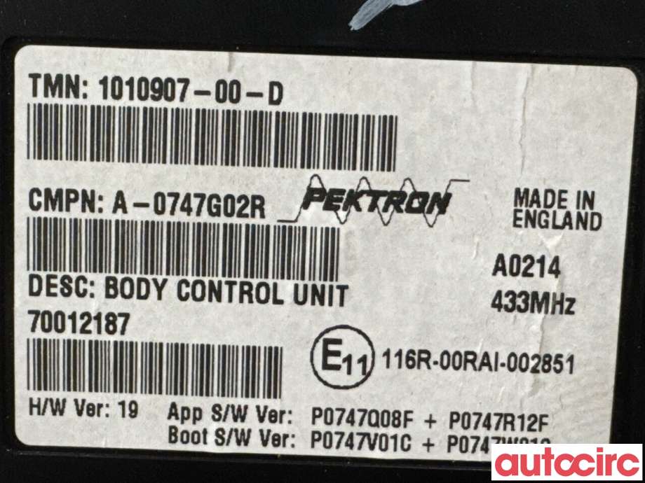 Styreenhet comfort (BCM) til Tesla Model S 2013-2016 (Fase 1)  (TESLA|1010907-00-D|A-0747G02R)