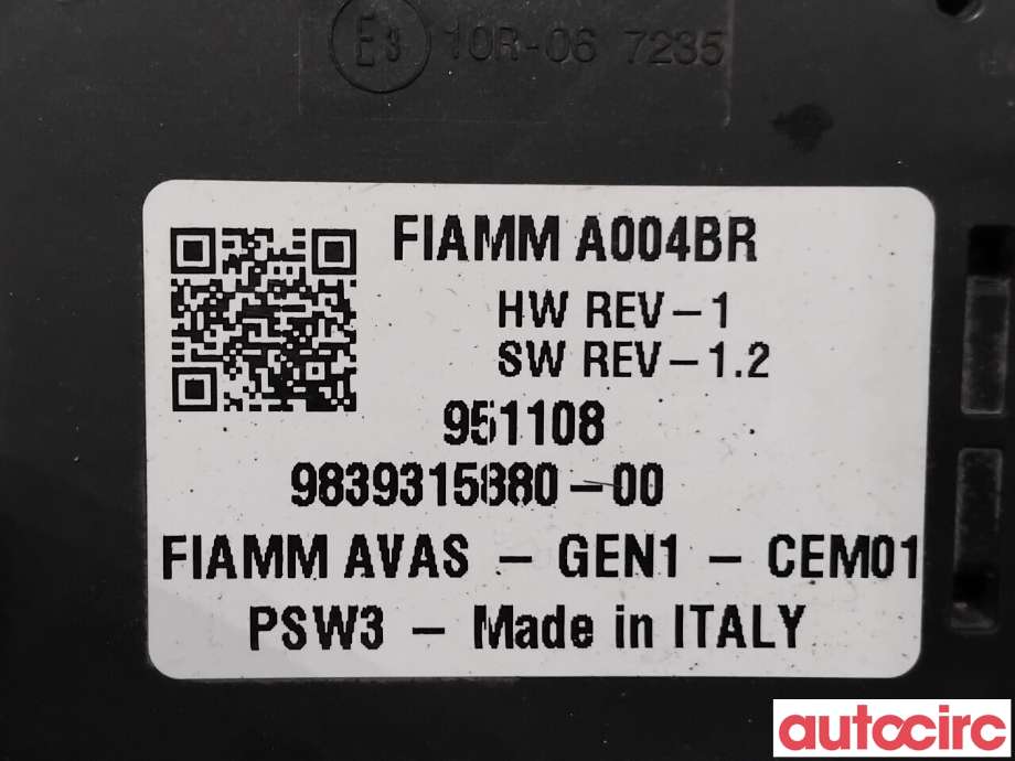 Høyttaler motorlyd, AVAS (Acoustic Vehicle Alerting System) til Peugeot 208 2019-->> (Type II)  (PEUGEOT|9839315880|)