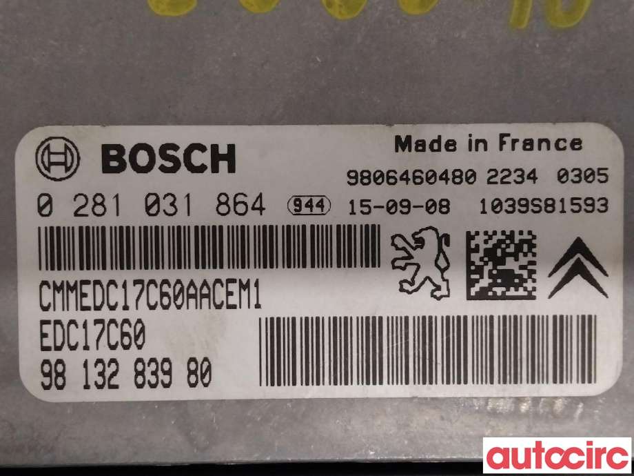 Styreenhet motor til Peugeot Partner 2015-2019 (Type II, Fase 2)  (PEUGEOT|1677617980|0281031864|9813283980)