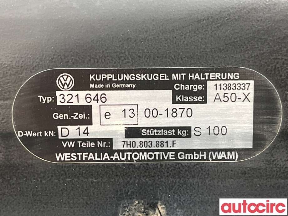 Hengerfeste til VW Transporter / Caravelle 2015-2019 (T6) (T6) (VOLKSWAGEN|7H0803881P|321646|7H0803881F)