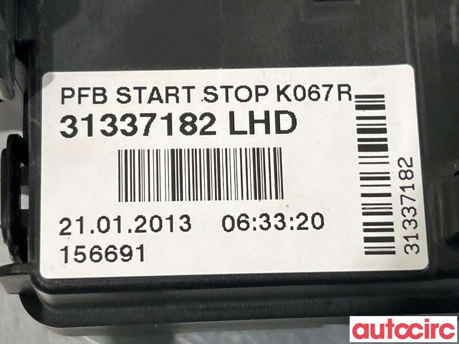 Sikringsboks til Volvo V60 2010-2013 (Type I, Fase 1)  (VOLVO|31346137|31337182)